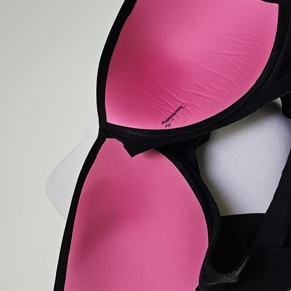 PINK Victoria's Secret XL Wireless Pushup Bra Black w Pink Interior - Picture 5 of 6